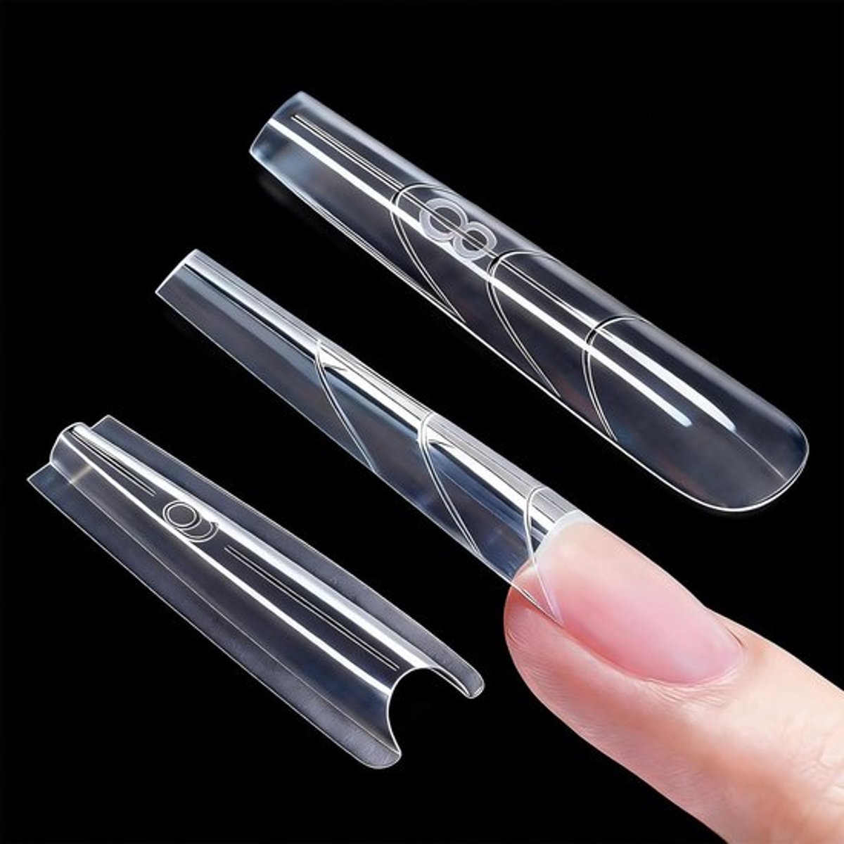 Dual Set van 240 Stuks Lange Sargnagel Sjablonen voor Snelle Nagelverlenging - 15 Maten Plastic Mold zonder Papieren Vormpjes