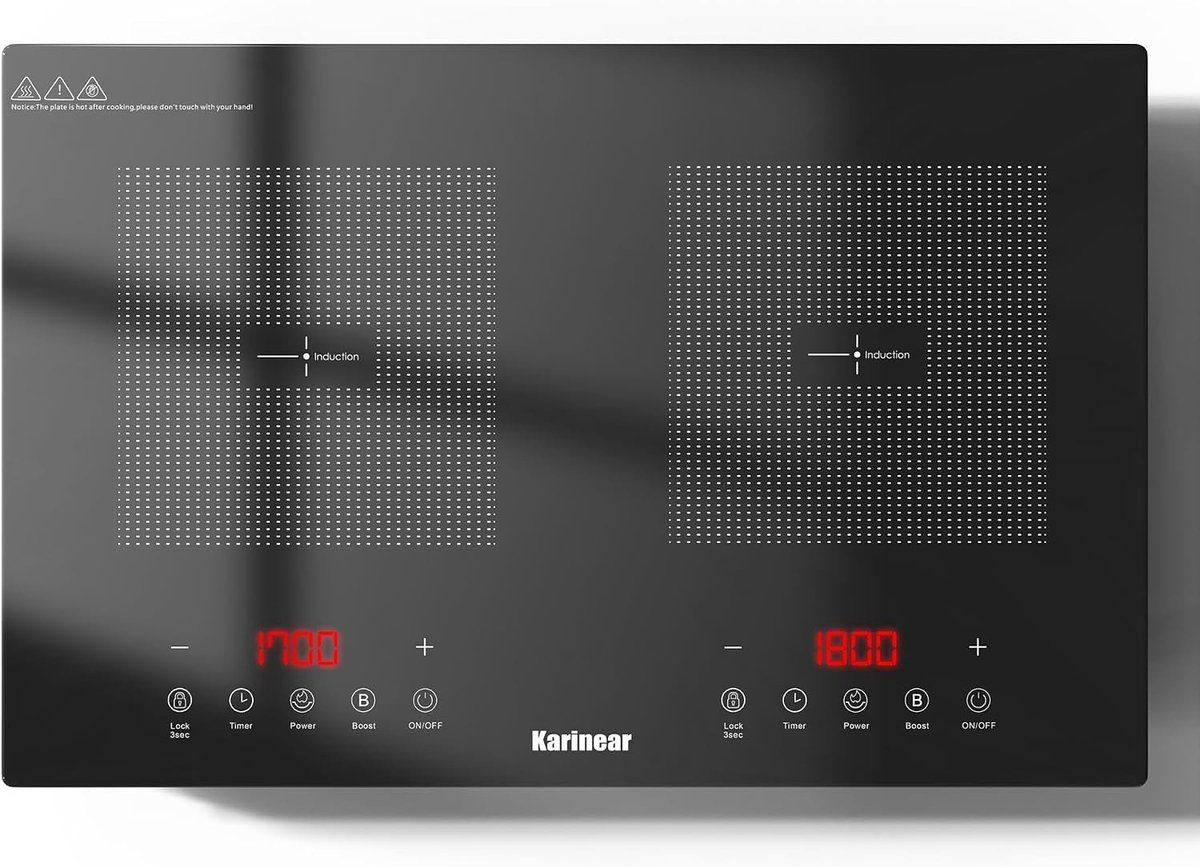 Inductiekookplaat - Zwart - 2-Zonen - 3500 W met Boostfunctie - Voor Thuisgebruik