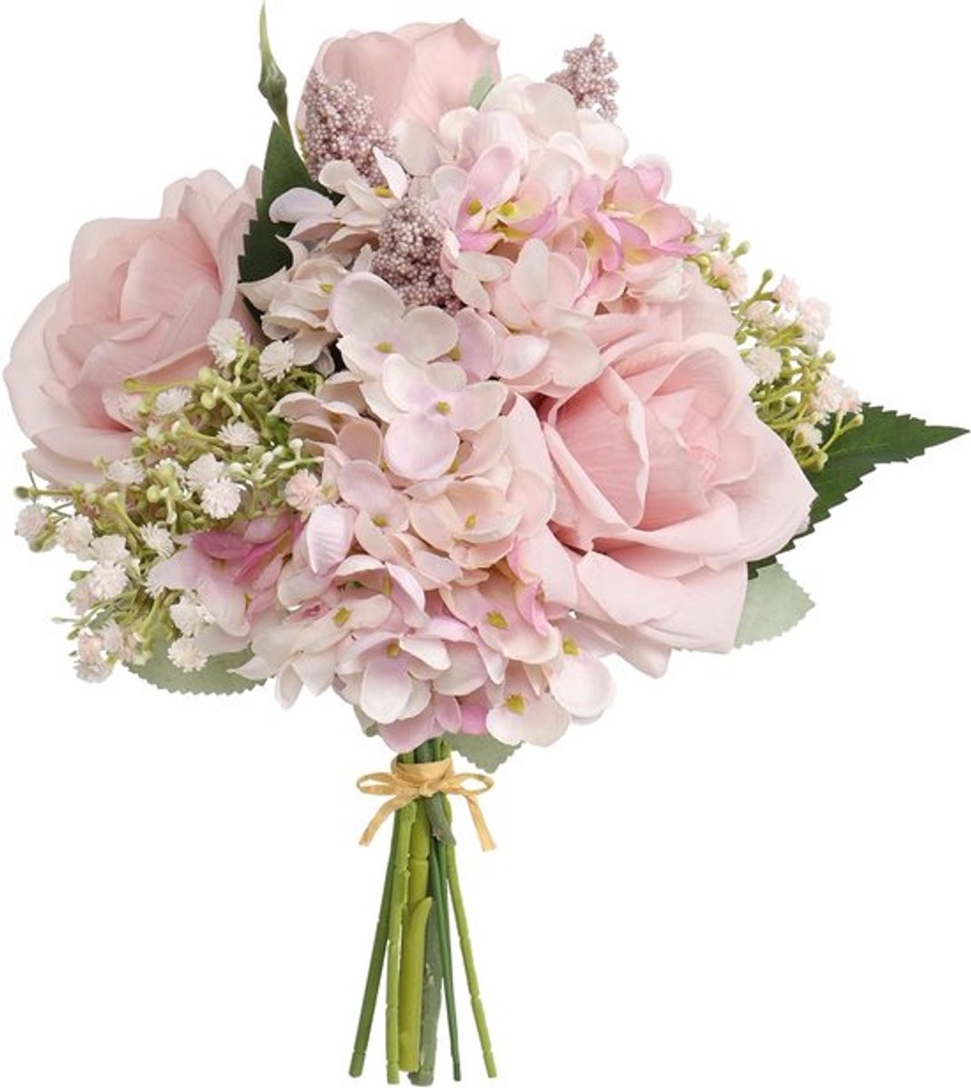 Kunstbloemen Rozen en Hortensia's voor Decoratie - Bloemboeket en Tafeldecoratie voor Thuis (Licht Paars)
