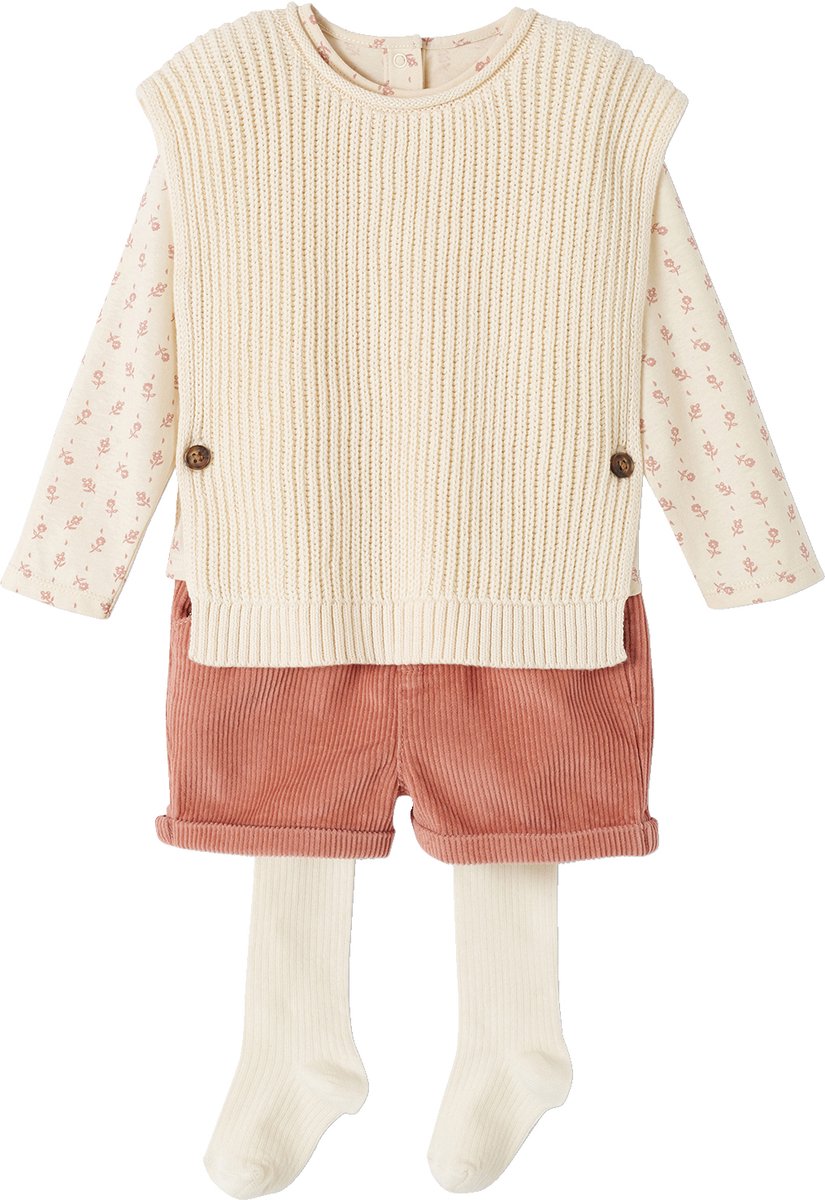 Vertbaudet 4-delige babyset: T-shirt + short + trui + maillot