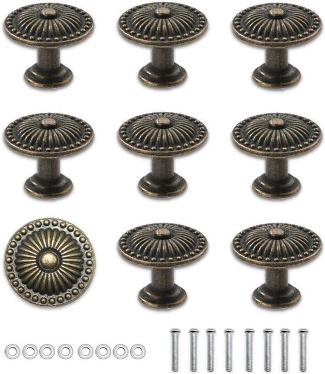 Vintage Kastknoppen Set van 8, Decoratieve Handgrepen voor Keuken, Kasten en Lades, Retro Meubelaccessoires