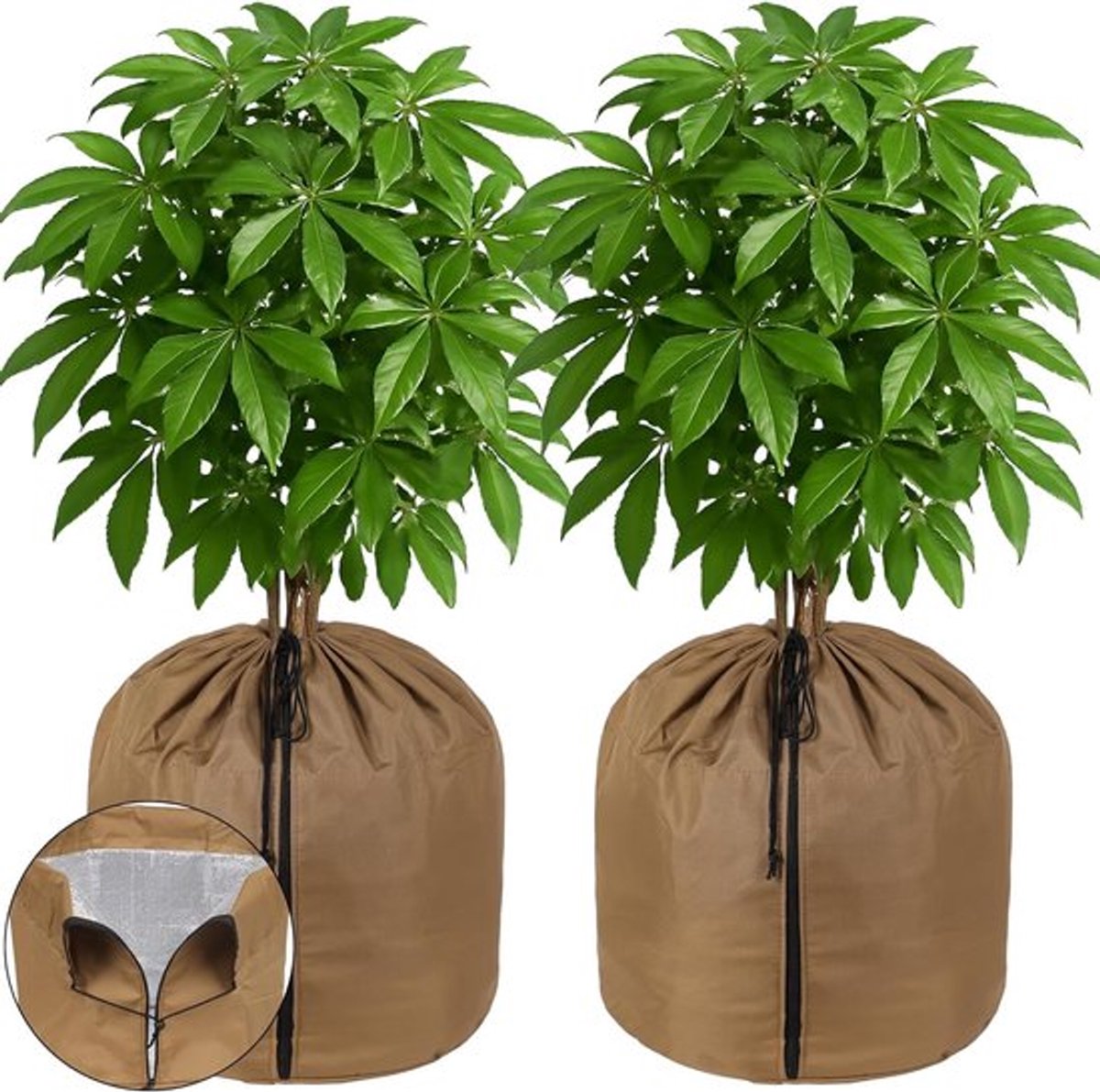 Thermische Bescherming voor Planten 45 x 50 cm met Aluminium Folie en Trekkoord voor Winterbescherming van Potplanten en Wortels