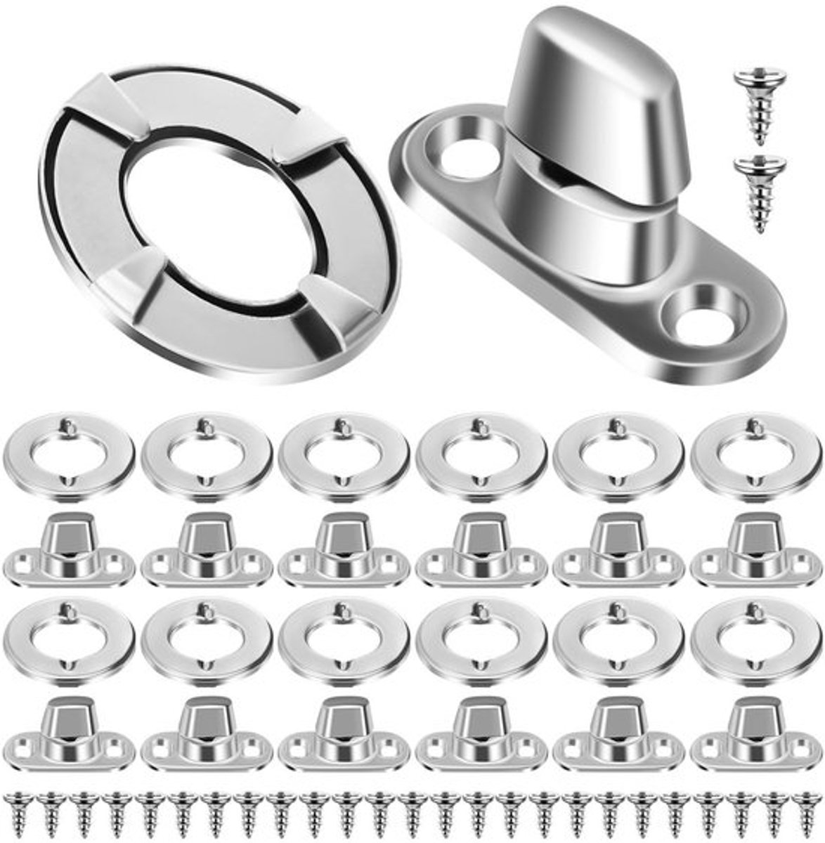 Set van 20 roestvrijstalen twist locks voor bevestiging, robuust en eenvoudig te installeren, ideaal voor diverse toepassingen