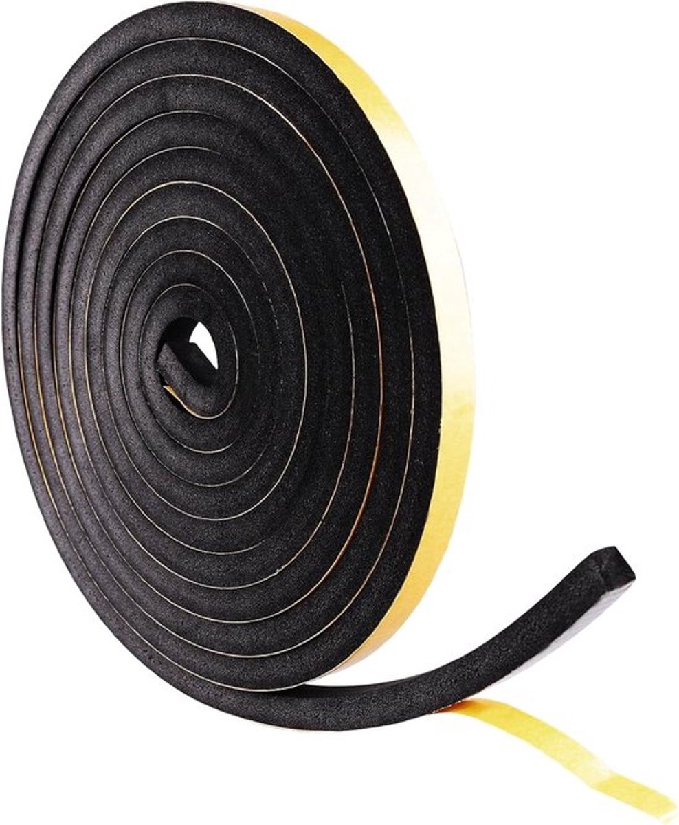 Zelfklevende Isolatietape, 4 m, 12 mm x 10 mm, Waterdicht, Geluiddicht en Voor Deuren en Ramen, Ideaal voor Isolatie en Reparatie