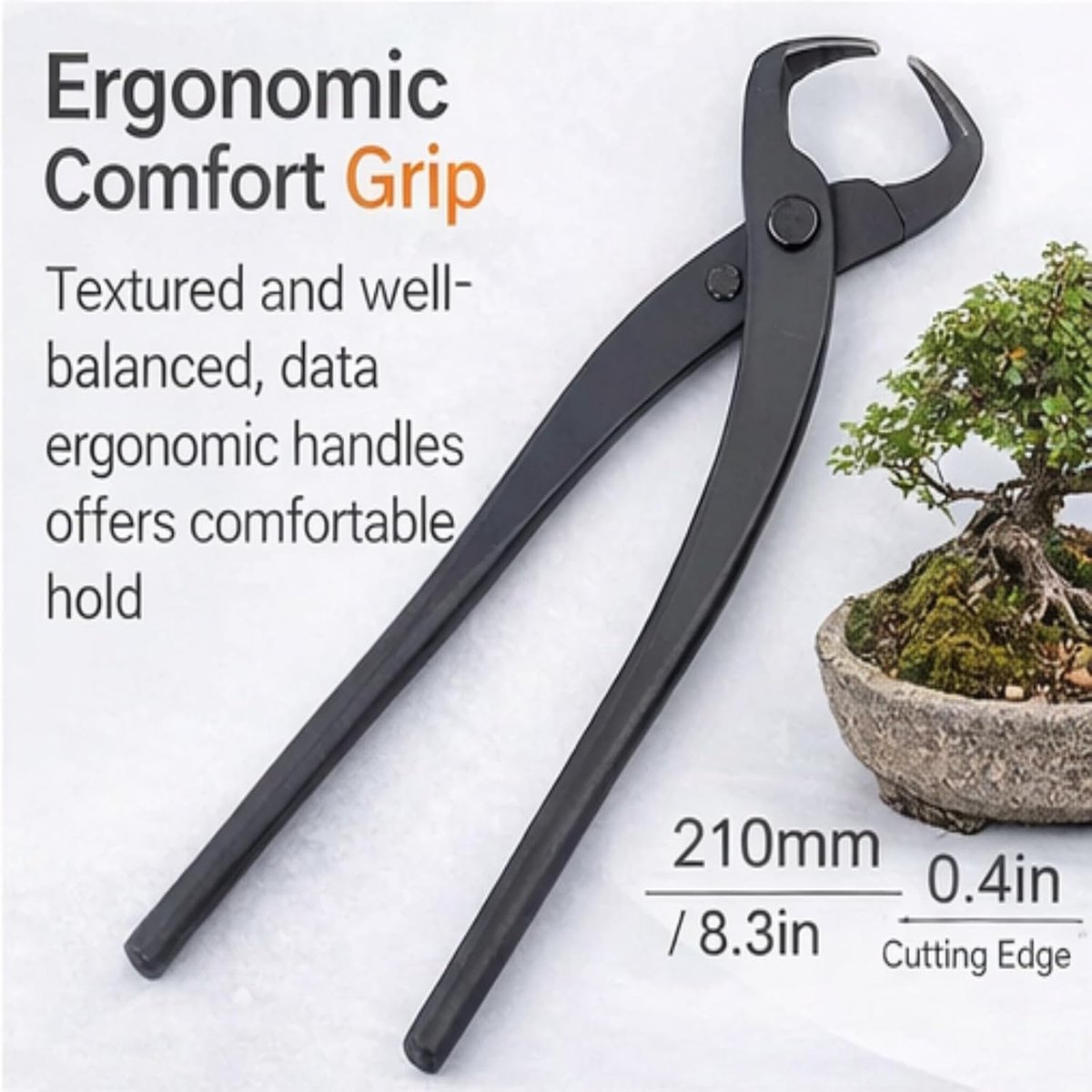 SnelShoppen - Handgeforgeerde Bonsai Concave Takkenknipper 21 cm - Professionele Bonsai Gereedschappen - Ergonomisch Handvat - Japanse Tuingereedschap