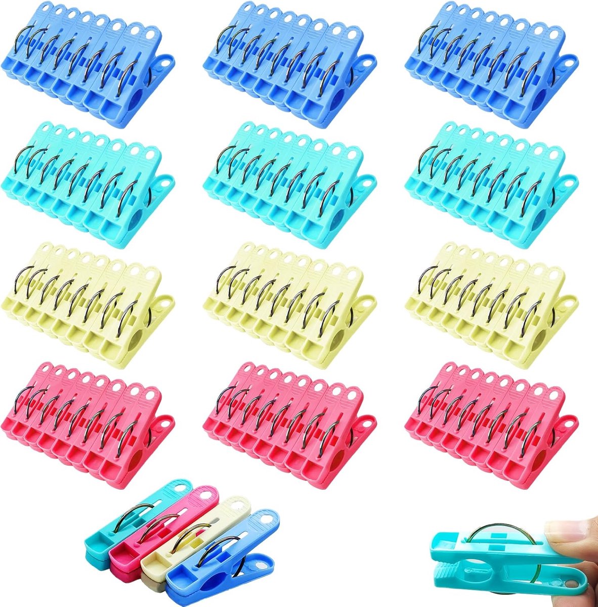 112 Pcs Clothespins, Clothes Pegs for Clothesline with Durable Spring, 4 Colors Extra Strong Clothesline Non-Slip - ShopVlot