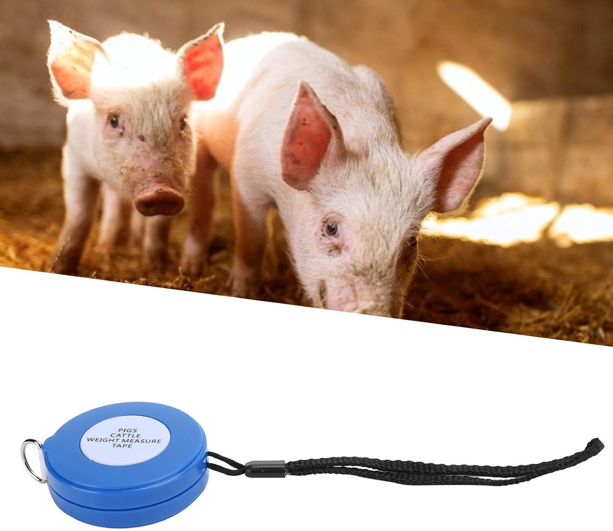 SnelShoppen - Gewichtsmeetlint voor Varkensvee, Waterdicht PVC, Automatisch Ingetrokken, Handig Voor Boerderijen, Vleesvee en Melkkoeien, Compact en M