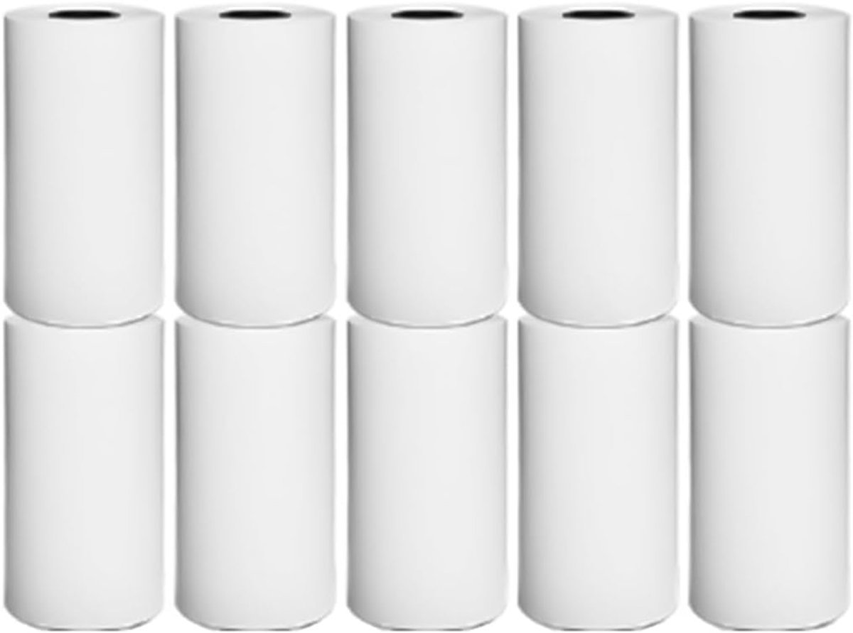 SnelShoppen - 10 Rollen Thermisch Papier, Kassa Rollen 57 x 25 mm, Inkthoudend, Voor Mini Thermische Printers, Kassa, POS Bonnen, Zwart-Wit, Kernloos,