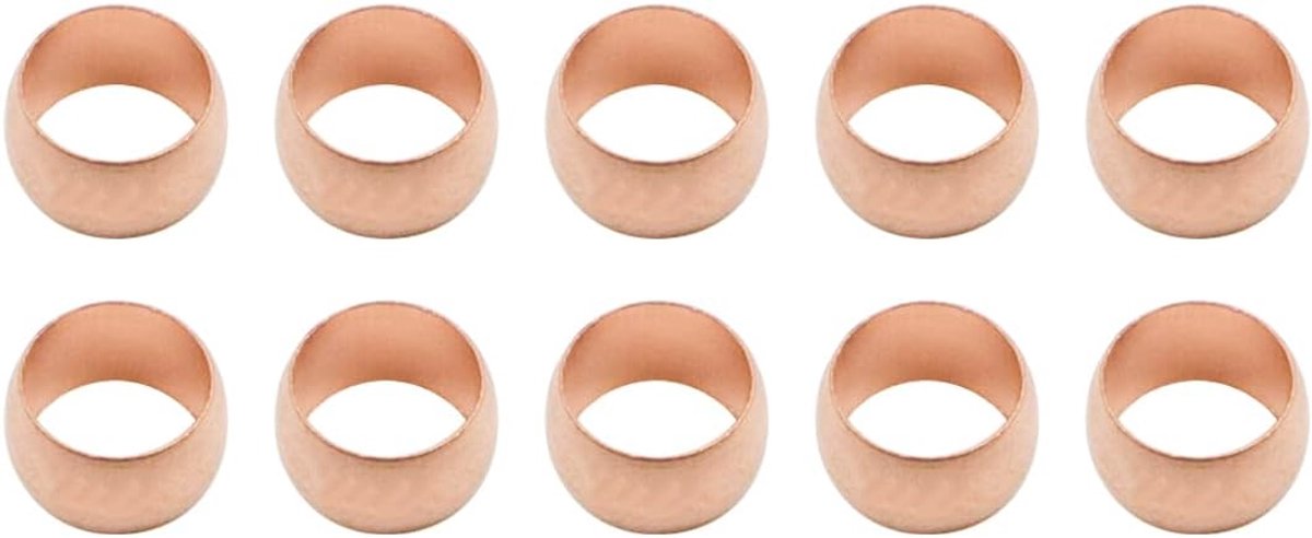 SnelShoppen - 10 Stuks 8mm (5/16") Buismoffen Compressie Fittingen, Koper Ferrule Assortiment voor Lucht Water Gas Leidingen