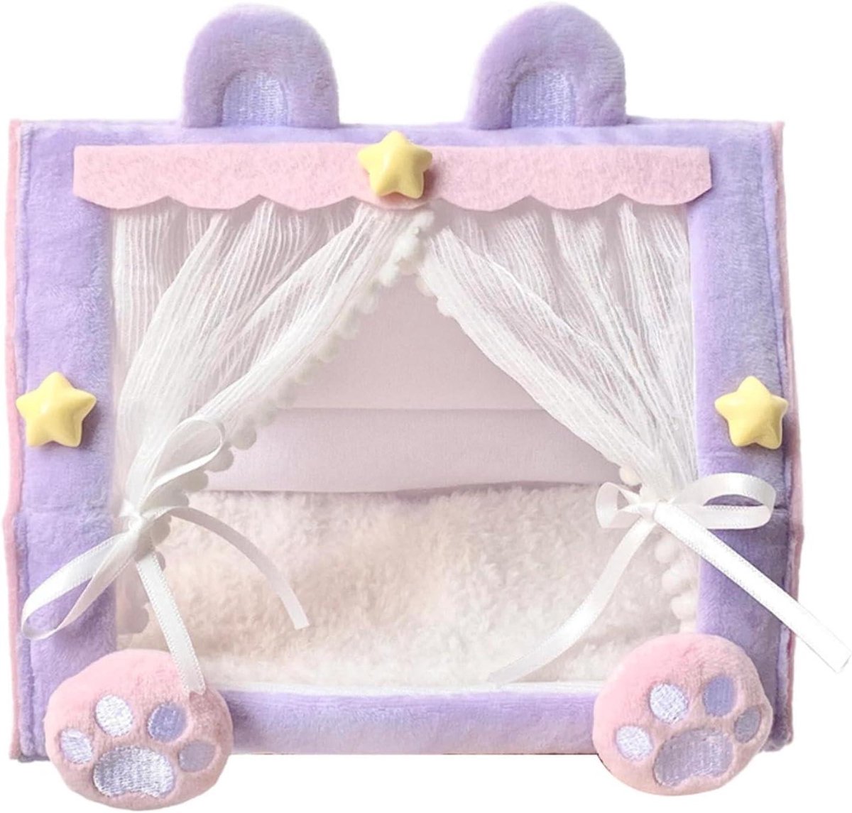 Poppententbed - Mini wieg Speelgoedbed - Fantasierijk Spel - Dromerige tentfunctie - 17x10.5x14cm - Veelkleurig