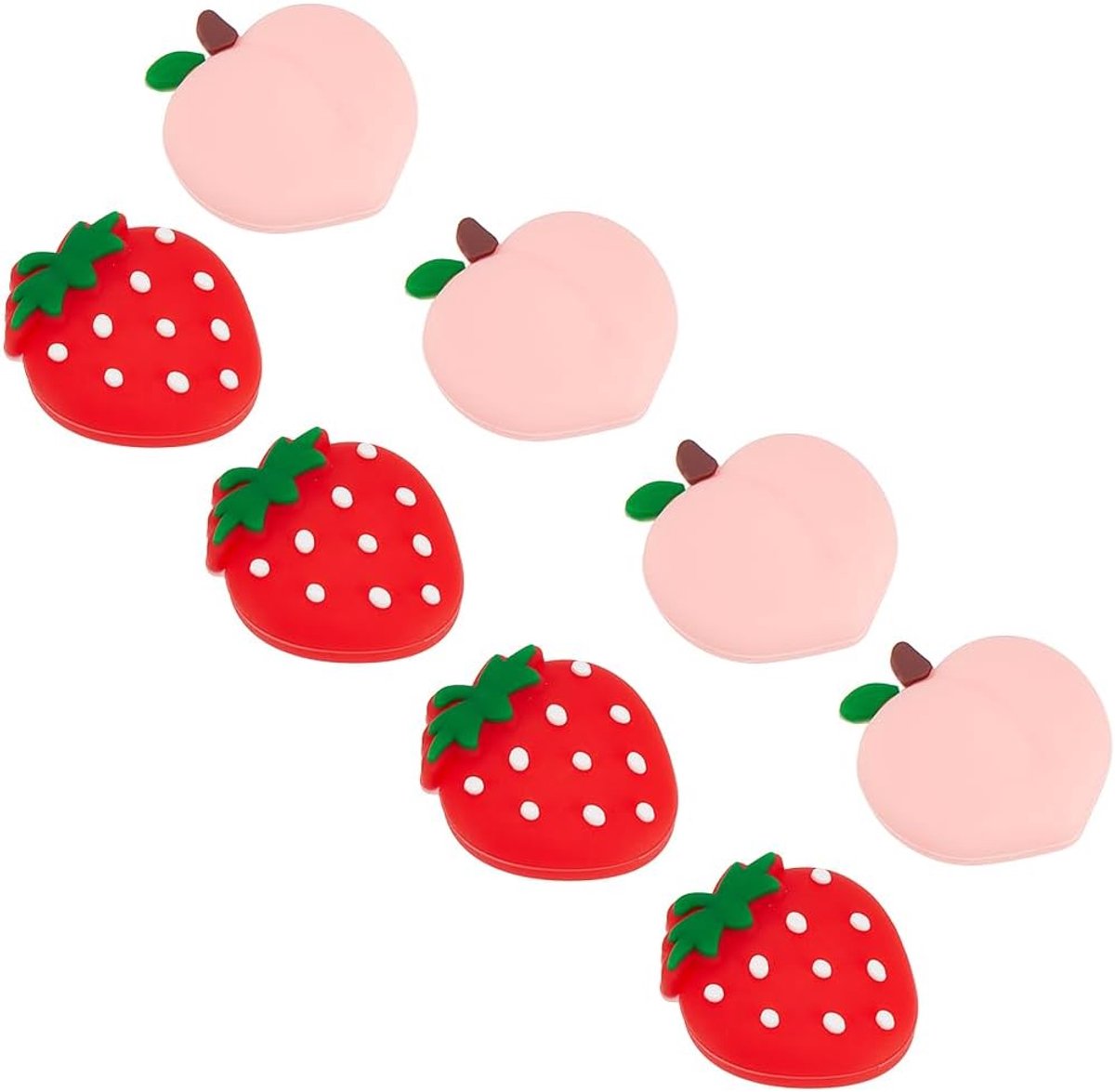 - Joystick Duim Grips - Siliconen - Schakelaar - Caps - Analoge Beschermhoes - Controller - Aardbei Perzik Fruit - Zachte - 2 Sets 8 STKS - Compatibel voor Nintendo Switch Lite - Rood Roze.