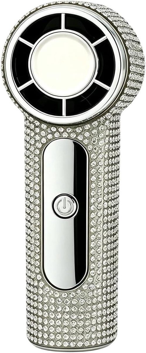 Oplaadbare Handventilator - Persoonlijke Ventilator - Verkoeling Buiten - Met Strass Details - 11.5 cm - Zilver