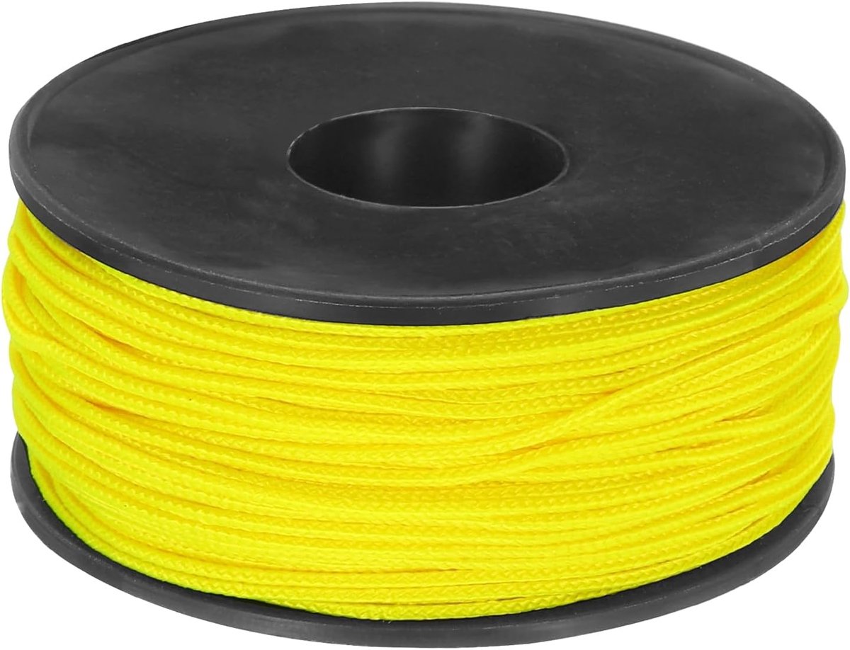 SnelShoppen - Micro Paracord Touw 1.17mm x 50m - Sterk Polyester Touw 100lbs - Geel voor Kamperen, Wandelen, DIY Projecten en Sporten