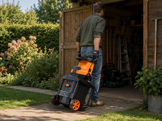 Jurrys Hakselaar - Versnipperaar - Inclusief opvangbak 60L - Bescherming tegen overbelasting - Stil in geluid - 2800W - Zwart/Oranje van Jurrys — afbeelding 3