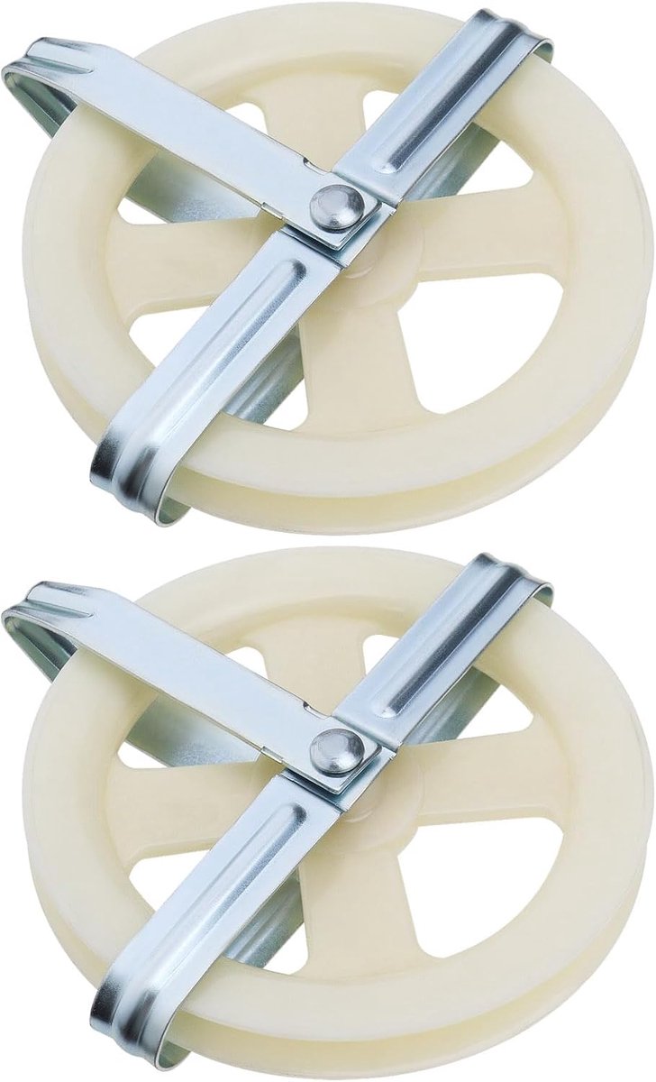 SnelShoppen - 2 Stuks 5 Inch Kledinglijn Katrol met Nylon Touw - Duurzame Kabeltrekker Geschikt voor Buitendrogen - Tot 3/8" - Wit