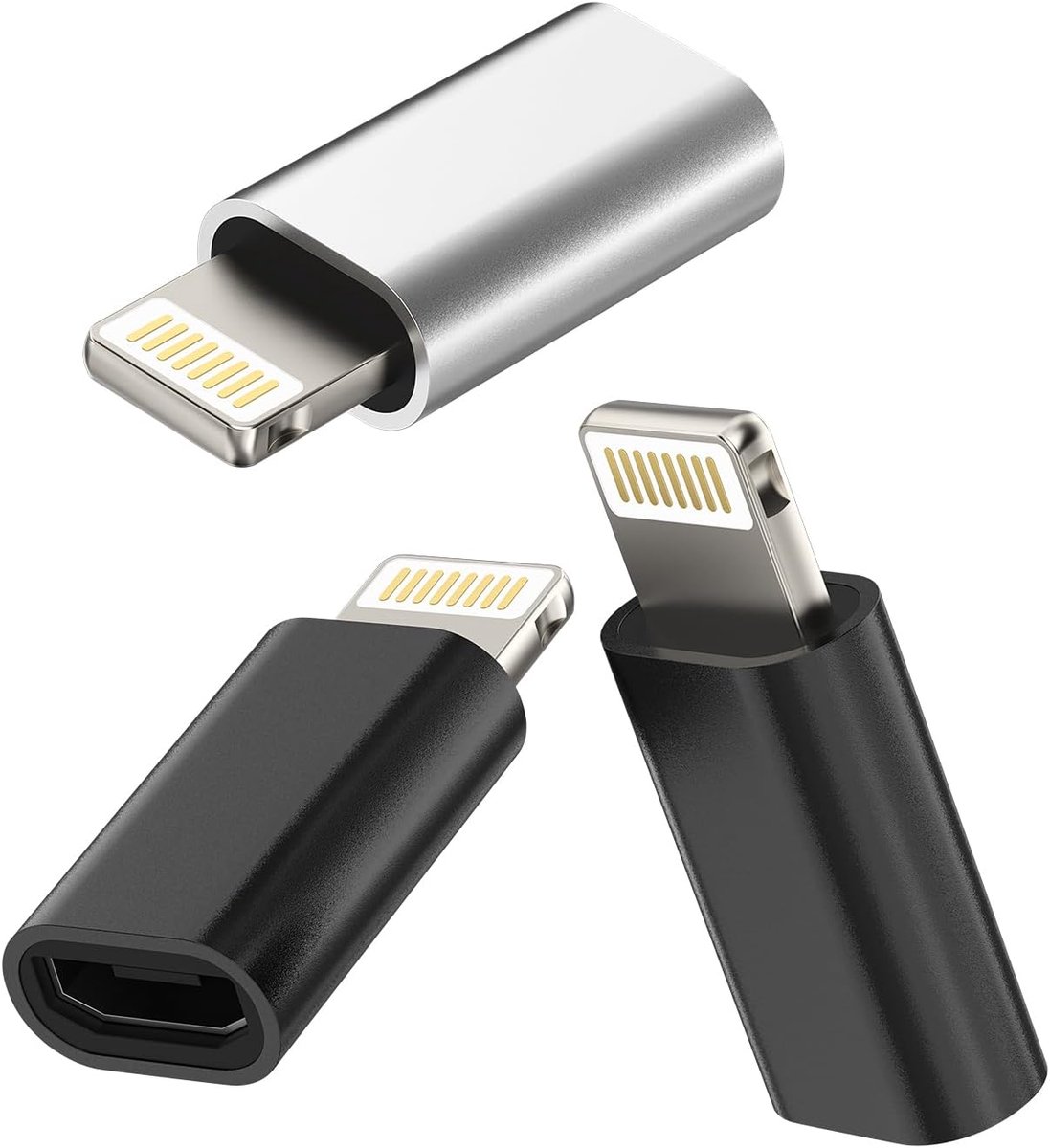 SnelShoppen - Lightning naar Micro USB Adapter (3 Stuks) voor iPad Air en iPhone 14/13 Pro - Micro USB Vrouwelijke Plug naar Lightning Plug Converter