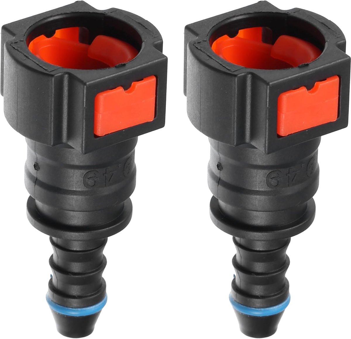 A ABSOPRO Fuel line quick release connector for cars, straight 3/8" 9.5 mm SAE to 1/4" 6 mm cutting hose, plastic, red - ShopVlot