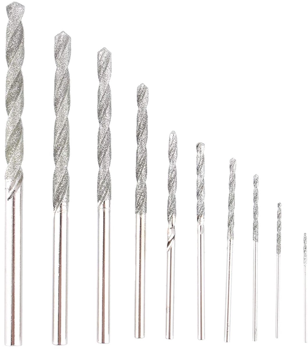 SnelShoppen - 10-delige diamantboor set voor steen, glas en tegels 0,8-4 mm, zware kwaliteit micro diamantboor voor sieraden en kluswerk