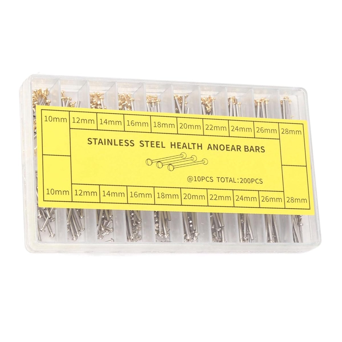 SnelShoppen - 200 Stuks Horloge Schroef Tubes Set RVS 1.3mm Breed, 10 Maten, Verbindingsstangen voor Horlogebanden in Goud en Zilver