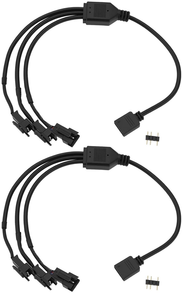 SnelShoppen - 2Pcs 5V 3Pin ARGB Split Kabel 1 naar 3 Adapter Kabel 30CM voor PC LED Strips en Ventilatoren - Perfect voor Gaming Setup