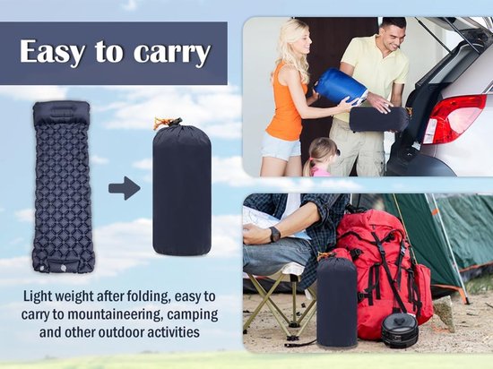 Ultralichte Zelfopblazende Campingmat voor Kamperen en Reizen, Ideaal voor Tent en Buitenactiviteiten, Met Voetpomp en Comfortabel Ontwerp van Merkloos — afbeelding 4