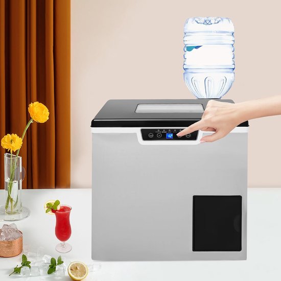 IJsblokjesmachine - IJsmaker Crushed Ice - Drankjes Koelen - 2-in-1 Functie - 30-40 kg/dag - Zwart Zilver — afbeelding 3