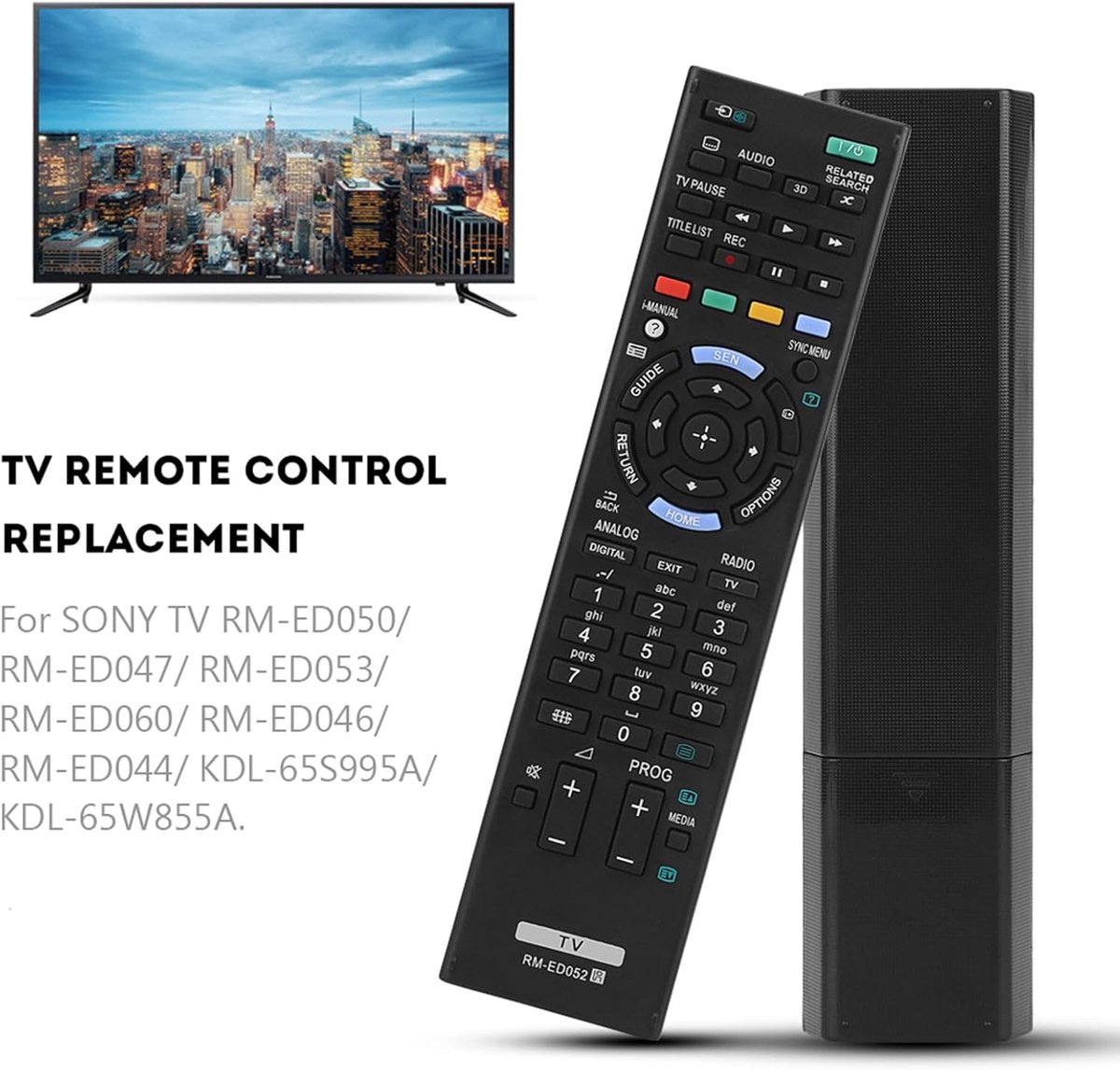 SnelShoppen - Universele Afstandsbediening Vervanging voor TV RM ED052 RM ED050 RM ED047 RM ED053 RM ED060 - Duurzaam ABS, 10 Meter Bereik, Voor Direc