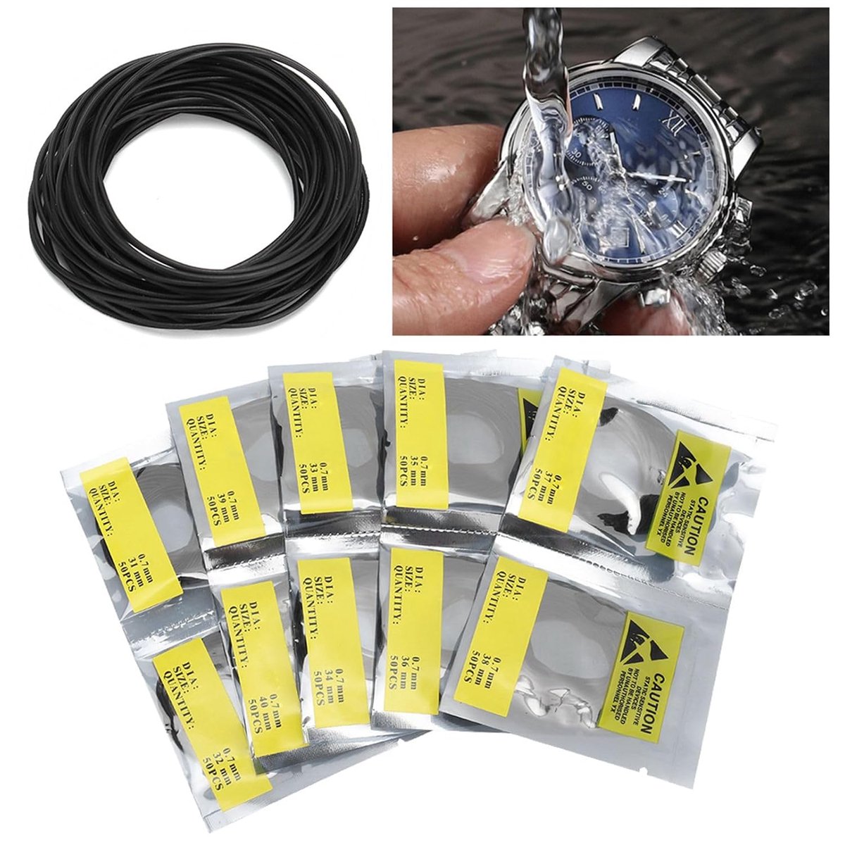 SnelShoppen - 500Pcs Waterdichte Horloge Achterkant O-Ringen, Vervangingsdichtingen voor Horlogemakers, Reparatiewerkzaamheden, Hoge Kwaliteit, Duurza