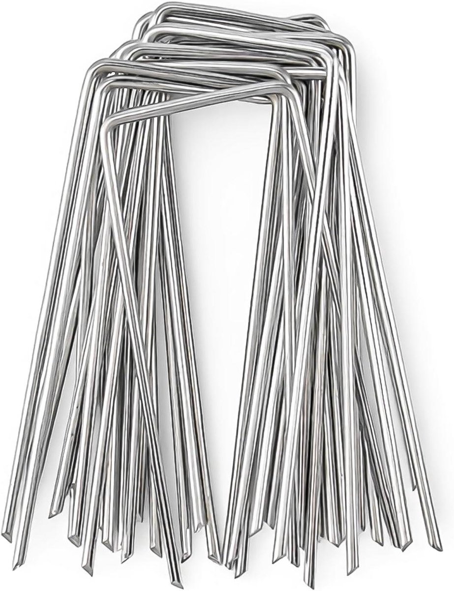 Grondankers Set - Haringen Tuin - Buiten Bevestigen - Verzinkt Staaldraad - 20 Stuks 10cm - Zilver
