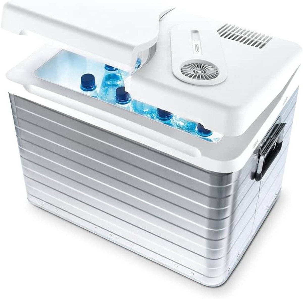Elektrische Koelbox - Draagbare Koeler - Reizen en Kamperen - Aluminium Robuuste Behuizing - 39 Liter Capaciteit - Zilverkleurig