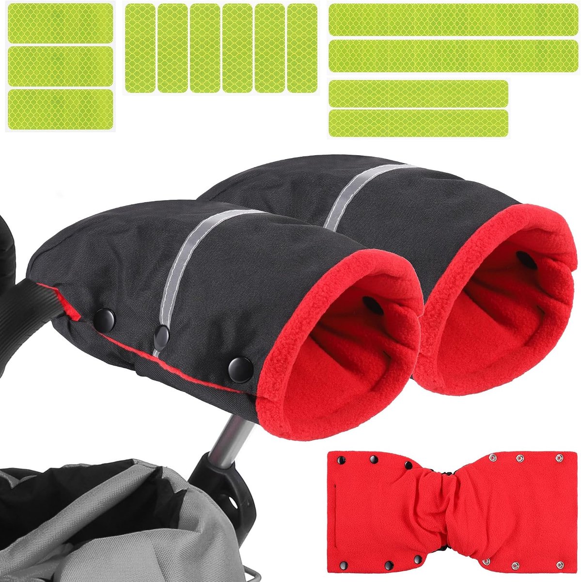 Babywagen Handschoenen Waterproof - Handwarmers Oxford - Inclusief 13 Reflecterende Stickers - Ideaal voor Winter - ShopVlot