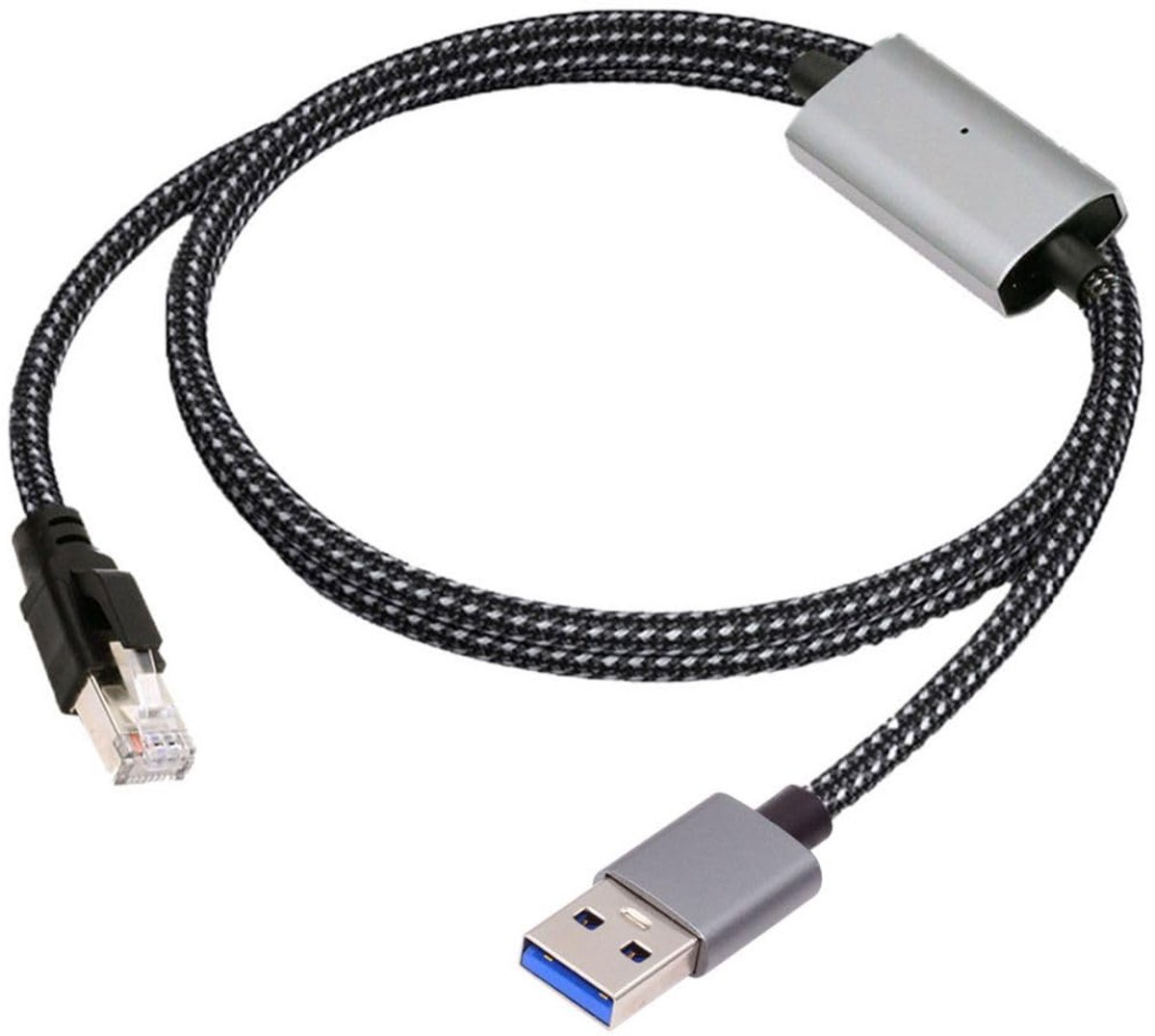 SnelShoppen - USB naar Ethernet Kabel USB C naar RJ45 1000Mbit/s Gigabit LAN Netwerkkabel Gevlochten Nylon 1.2m met AX88179 Chipset
