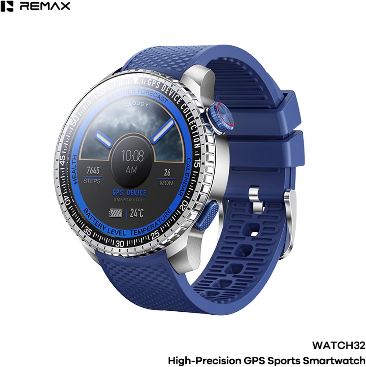 Remax WATCH32 - Smartwatch - GPS - Sport - Nauwkeurige positiebepaling - Blauw