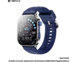 Remax WATCH31 - Smartwatch - AI - 4GB - IP68 - Bellen via bluetooth - Blauw