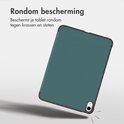 Housse de tablette vert foncé, vue de face en biais, avec le texte 'Protection intégrale'.