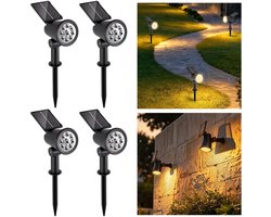 Merkloos 4 Stuks Solar Grondspots voor Buiten - Waterdicht IP65- 3W Warm Wit Licht - Tuinverlichting Buitenverlichting Prikspots
