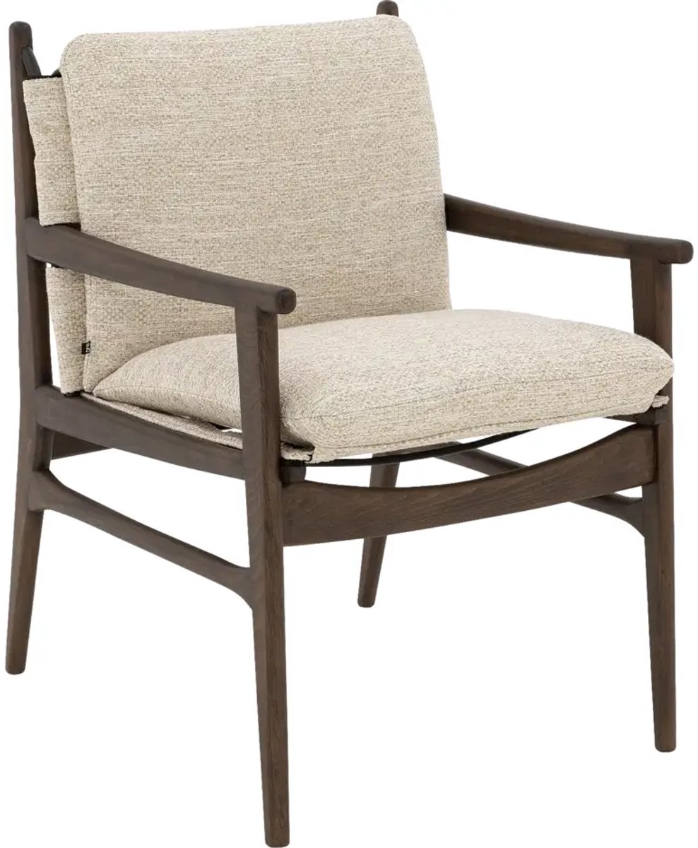 Goossens Eetkamerstoel Alison - Met Armleuning - Stof - Beige
