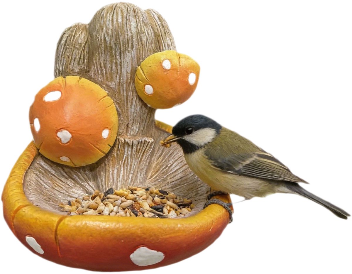 Paddenstoel Vogelvoeder – Hangende Vogelvoeder – Tuindecoratie & Voederbakje – Voor Kleine Tuinvogels in Tuin, Balkon & Terras – Vogel liefhebbers – 12,5 x 9 x 10,5 cm – 1 stuk
