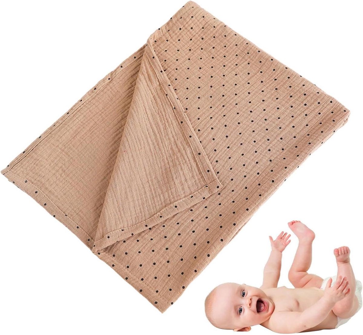 Mousseline Babydeken - Inbakerdoek Wikkeldeken - Baby Comfort - Ademend Zacht Katoen - 80 x 65 cm - C