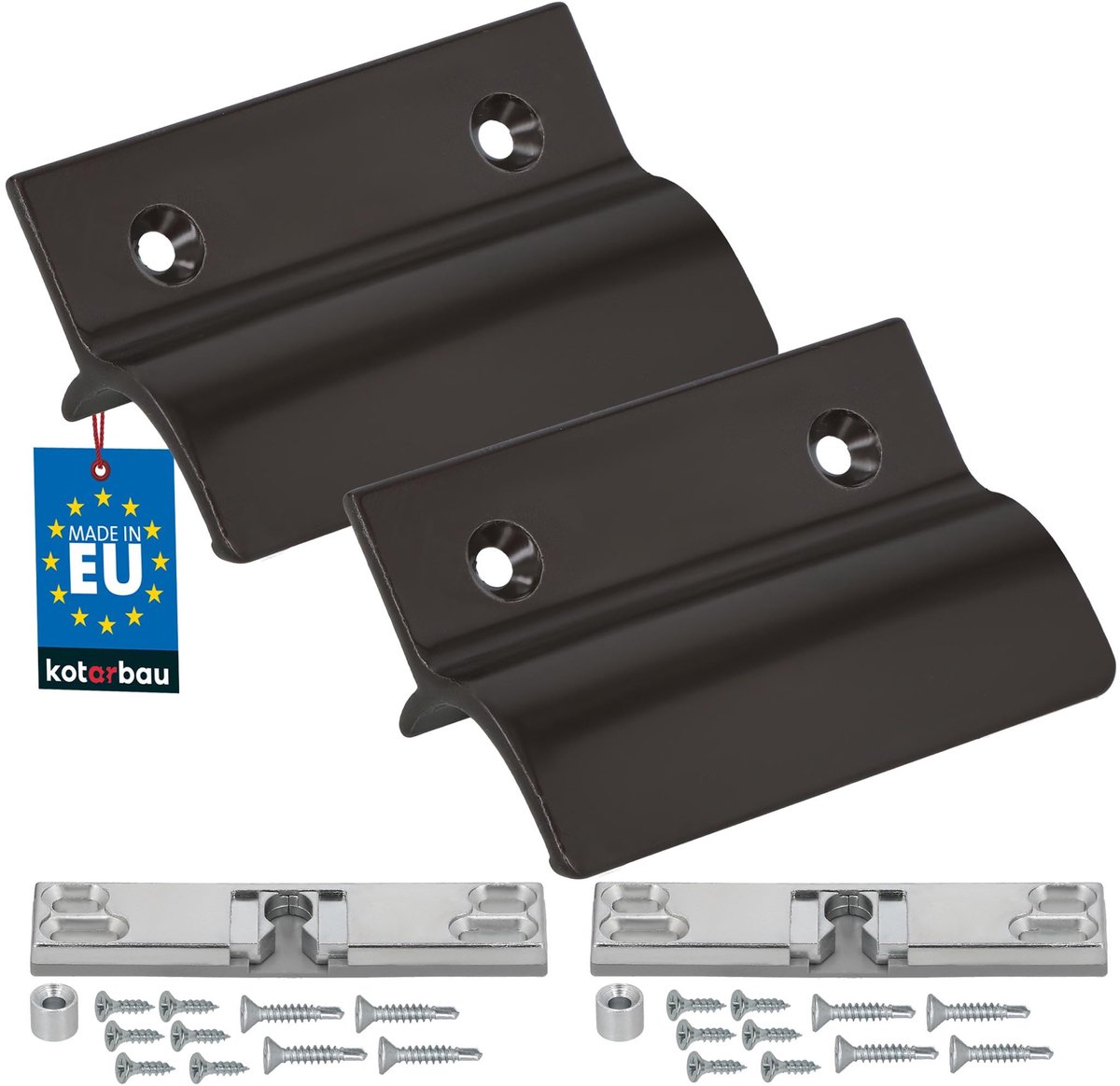 KOTARBAU® 2 Stuks - Balkondeurgreep - Terrasdeurgreep - met Balkondeur Snapper - Bruin - Deurgreep Balkon - Terrasdeurgreep met Afstandhouder - Aluminium