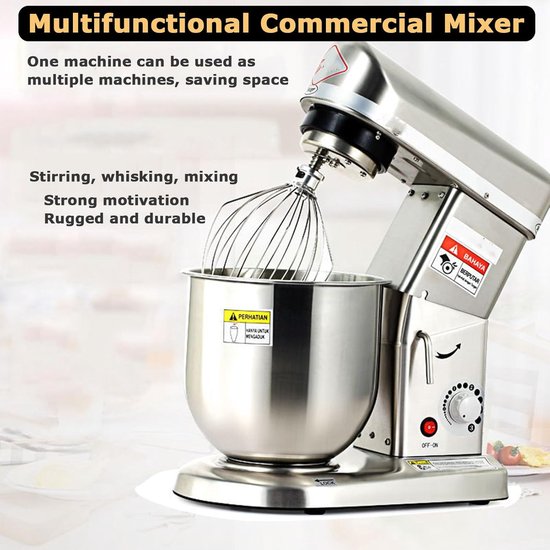Keukenmixer Staande Mixer - Bakmachine Deegmixer - Bakken en Koken - Krachtige 500W Motor - 5 Liter Kom - Zilver — afbeelding 2