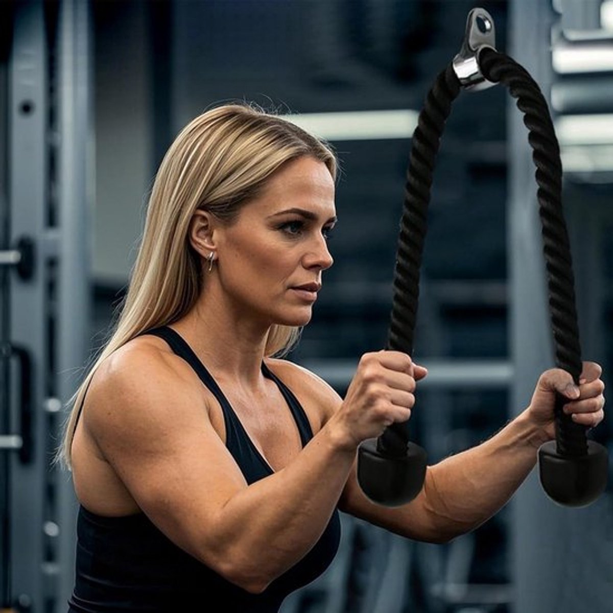 Triceps Touw voor Kabelmachines, 140cm Heavy Duty met Antislip Grip voor LAT Pull Workouts en Thuis Gym Systemen, Duurzaam en Veelzijdig