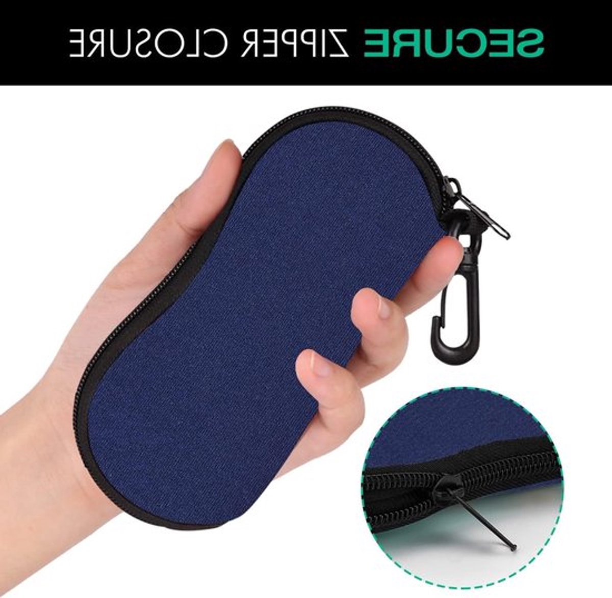 Ultra Lichte Neopreen Zonnebril Case met Rits, Ideaal voor Opberging van Zonnebrillen, Sleutels en Make-up Accessoires