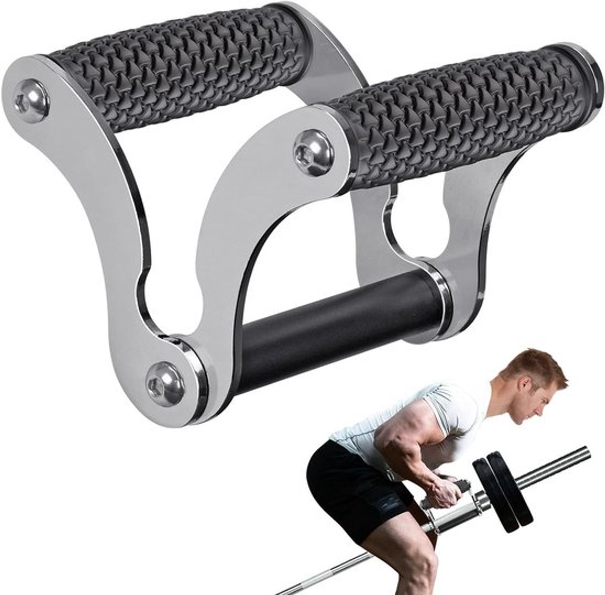 T Bar en V Bar Landmine Handgreep Bevestiging voor 2" Halterstangen, Stevige Multi-Grip T Row Bevestiging met Antislip Rubber Handgreep, Geschikt voor 5cm Olympische Halters voor Krachttraining
