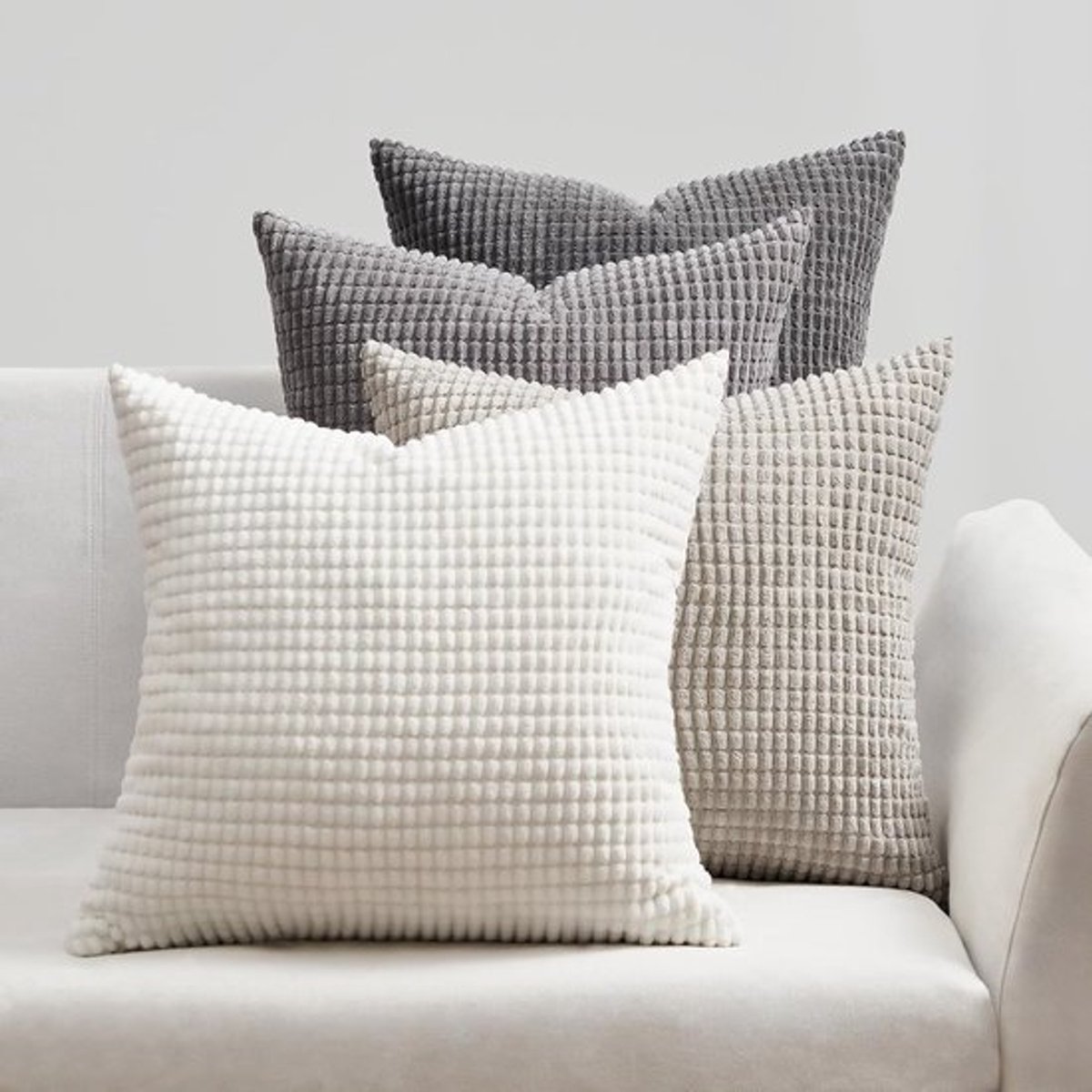 Set van 4 Corduroy Kussenslopen 40 x 40 cm met Kleurverloop, Decoratieve Kussens voor Bank, Slaapkamer en Woonkamer, Ideaal voor Kinderen en Fluffy Comfort