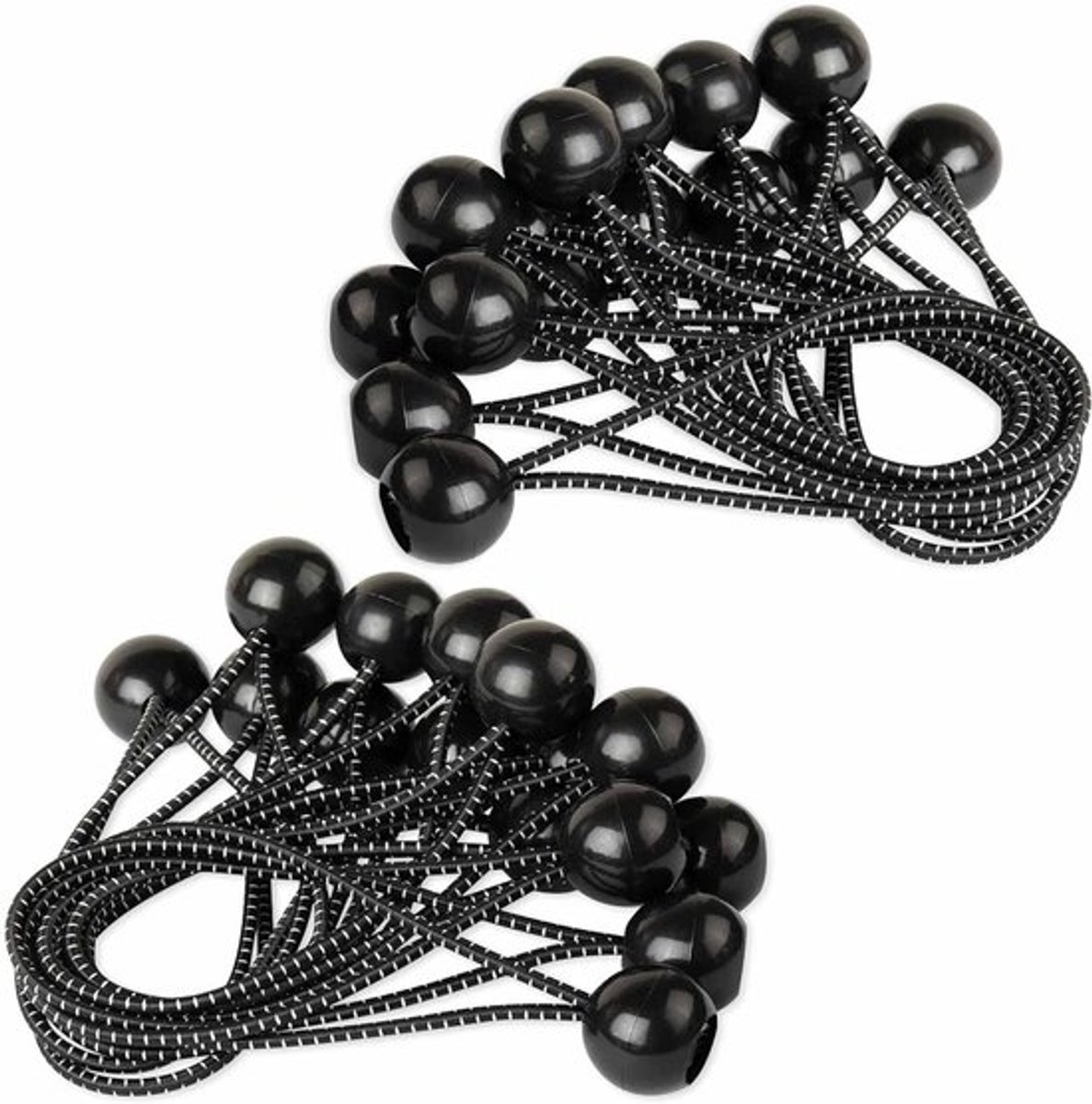 Spanveren met bal voor tent en gazebo, 50 stuks, zwarte rekrubber voor zeilen en outdoor-activiteiten