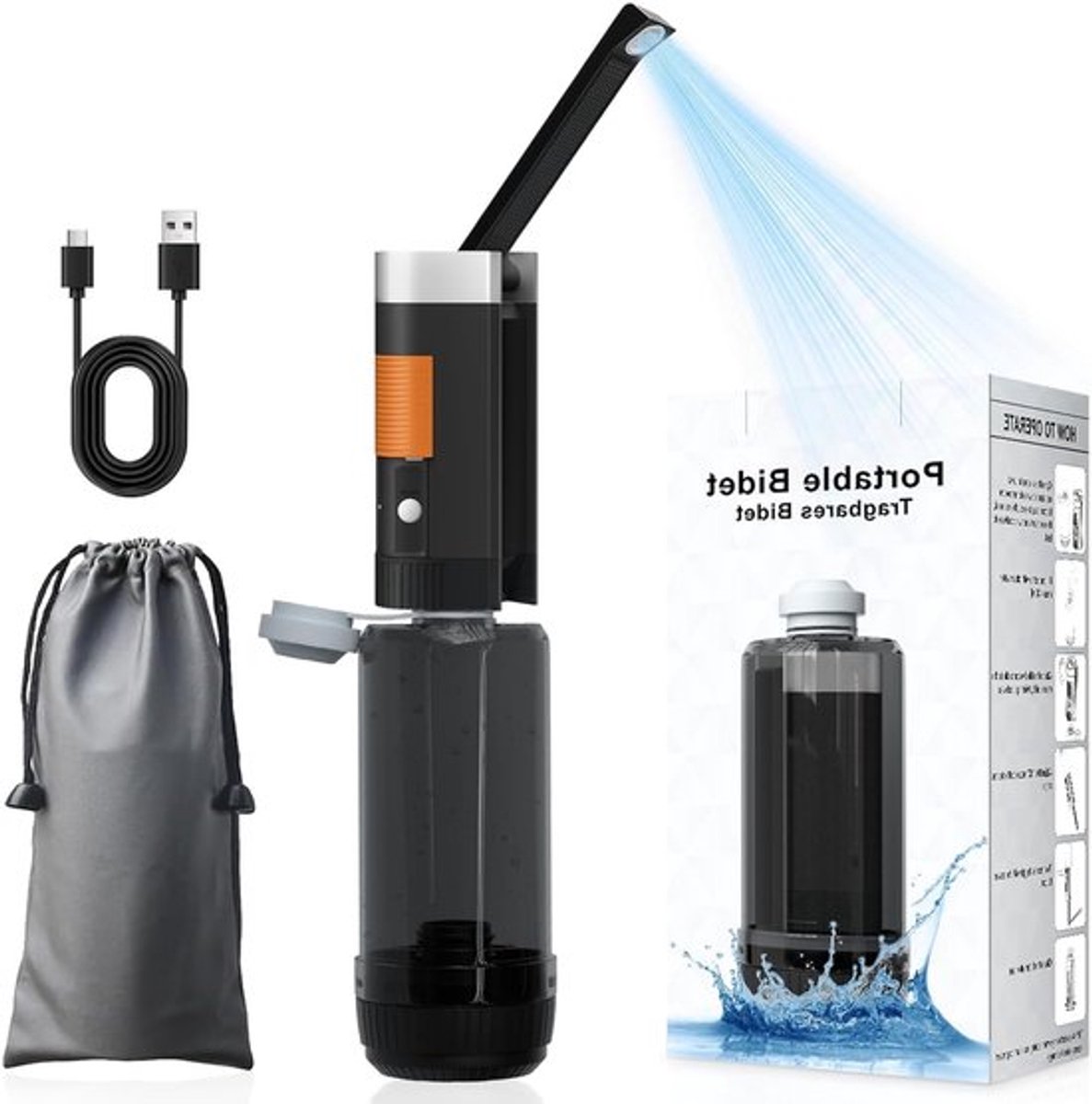 Draagbare elektrische bidet met 400ml capaciteit, oplaadbare handsprayer voor persoonlijke hygiëne en toiletgebruik, ideaal voor reizen en hoge druk reiniging
