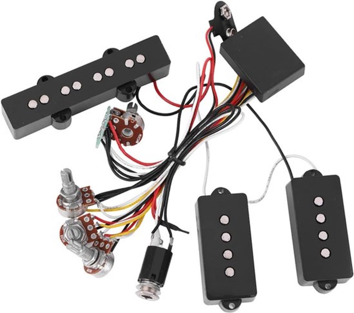Pj bas-pickups voor elektrische basgitaar met 3-band actieve en passieve EQ en preamp-circuit