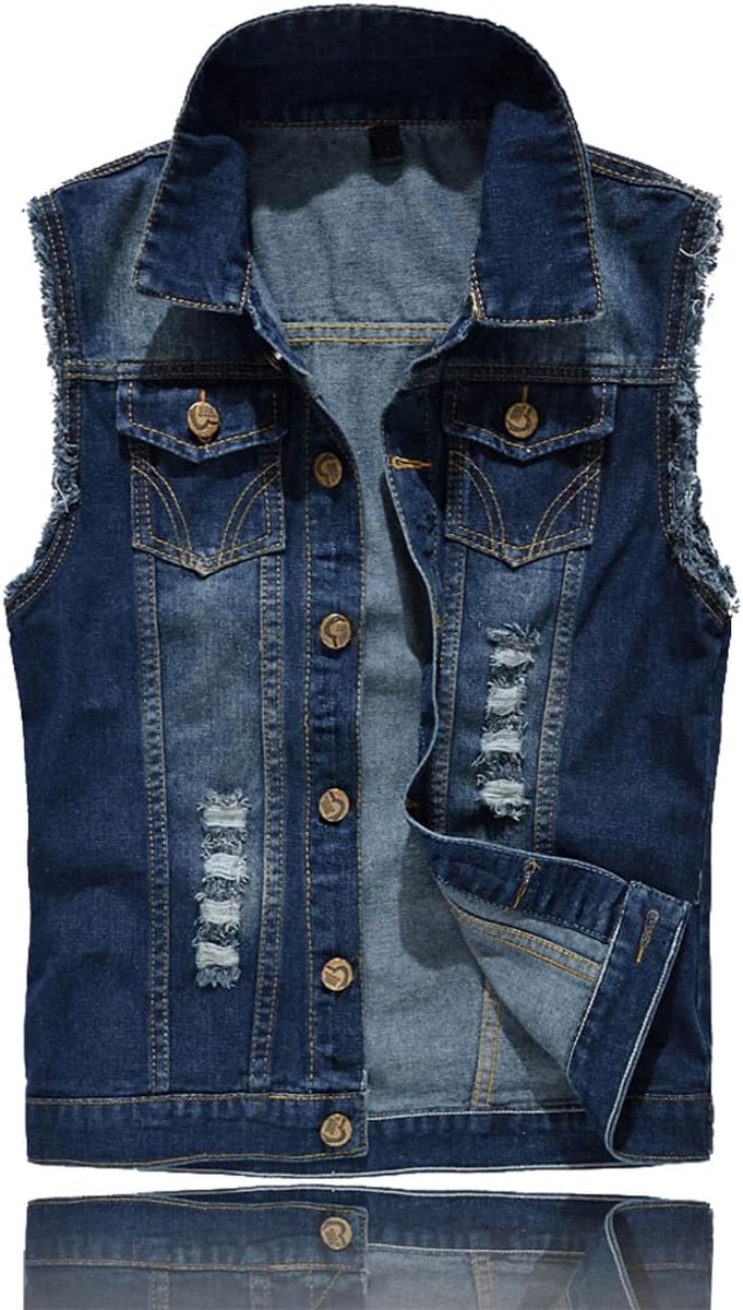 jeans mannenvest met revers