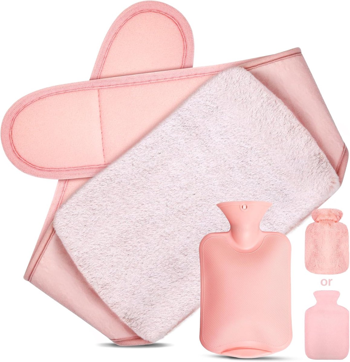 warmwaterkruikriem, 3-in-1 warmwaterkruikriem, 1L rubber warmwaterkruik met zachte taillehoes, Hot Water Bottle Belt warmtegordel voor menstruatie nek schouder rug benen tailleverwarming (roze)